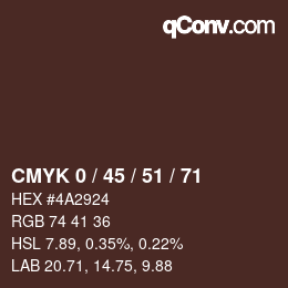 Color code: CMYK 0 / 45 / 51 / 71 | qconv.com
