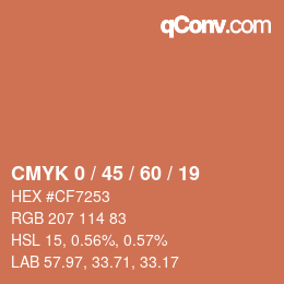 カラーコード: CMYK 0 / 45 / 60 / 19 | qconv.com