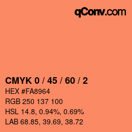 Color code: CMYK 0 / 45 / 60 / 2 | qconv.com