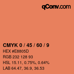 カラーコード: CMYK 0 / 45 / 60 / 9 | qconv.com
