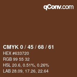 Farbcode: CMYK 0 / 45 / 68 / 61 | qconv.com