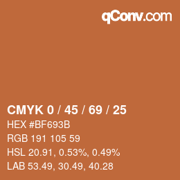 カラーコード: CMYK 0 / 45 / 69 / 25 | qconv.com