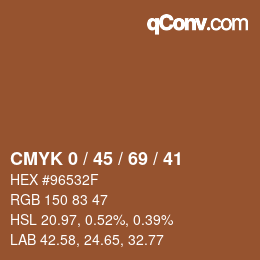 Farbcode: CMYK 0 / 45 / 69 / 41 | qconv.com