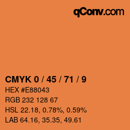 カラーコード: CMYK 0 / 45 / 71 / 9 | qconv.com