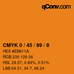 カラーコード: CMYK 0 / 45 / 89 / 8 | qconv.com