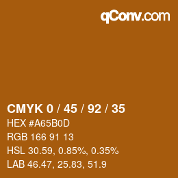 颜色代码: CMYK 0 / 45 / 92 / 35 | qconv.com
