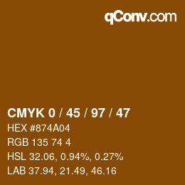 カラーコード: CMYK 0 / 45 / 97 / 47 | qconv.com