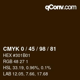 カラーコード: CMYK 0 / 45 / 98 / 81 | qconv.com