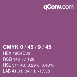 Farbcode: CMYK 0 / 45 / 9 / 45 | qconv.com