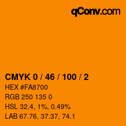 Código de color: CMYK 0 / 46 / 100 / 2 | qconv.com