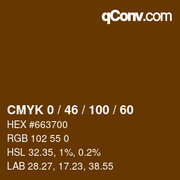 颜色代码: CMYK 0 / 46 / 100 / 60 | qconv.com