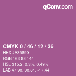 カラーコード: CMYK 0 / 46 / 12 / 36 | qconv.com