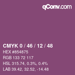 カラーコード: CMYK 0 / 46 / 12 / 48 | qconv.com