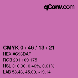 カラーコード: CMYK 0 / 46 / 13 / 21 | qconv.com