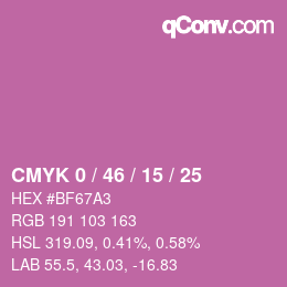 Color code: CMYK 0 / 46 / 15 / 25 | qconv.com