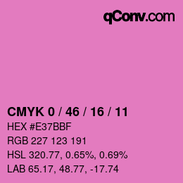 颜色代码: CMYK 0 / 46 / 16 / 11 | qconv.com
