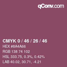 颜色代码: CMYK 0 / 46 / 26 / 46 | qconv.com