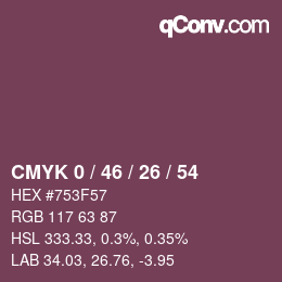 Farbcode: CMYK 0 / 46 / 26 / 54 | qconv.com