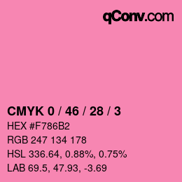 カラーコード: CMYK 0 / 46 / 28 / 3 | qconv.com