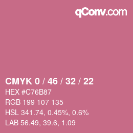 カラーコード: CMYK 0 / 46 / 32 / 22 | qconv.com