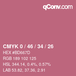 カラーコード: CMYK 0 / 46 / 34 / 26 | qconv.com