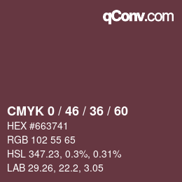 Farbcode: CMYK 0 / 46 / 36 / 60 | qconv.com