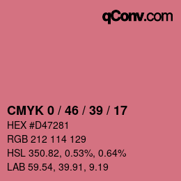 Farbcode: CMYK 0 / 46 / 39 / 17 | qconv.com