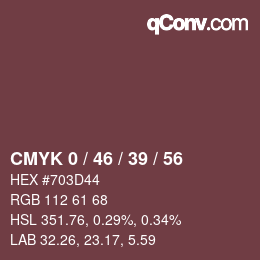 Color code: CMYK 0 / 46 / 39 / 56 | qconv.com