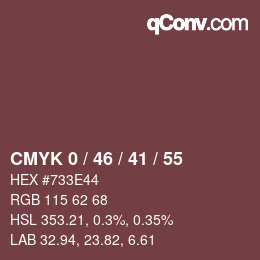 Farbcode: CMYK 0 / 46 / 41 / 55 | qconv.com