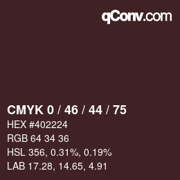 Color code: CMYK 0 / 46 / 44 / 75 | qconv.com