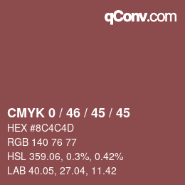 Color code: CMYK 0 / 46 / 45 / 45 | qconv.com