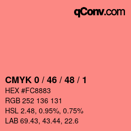颜色代码: CMYK 0 / 46 / 48 / 1 | qconv.com