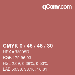 カラーコード: CMYK 0 / 46 / 48 / 30 | qconv.com