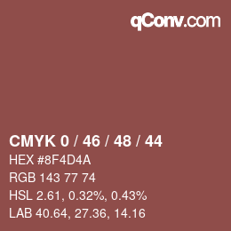 カラーコード: CMYK 0 / 46 / 48 / 44 | qconv.com