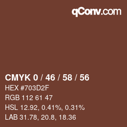 Farbcode: CMYK 0 / 46 / 58 / 56 | qconv.com