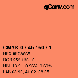 颜色代码: CMYK 0 / 46 / 60 / 1 | qconv.com