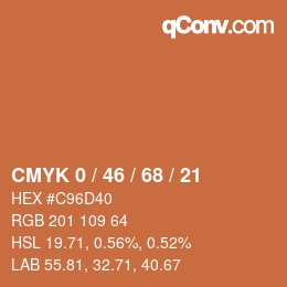 カラーコード: CMYK 0 / 46 / 68 / 21 | qconv.com