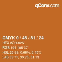颜色代码: CMYK 0 / 46 / 81 / 24 | qconv.com