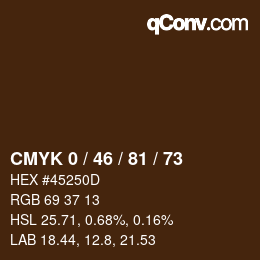 Color code: CMYK 0 / 46 / 81 / 73 | qconv.com