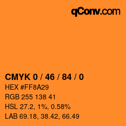 颜色代码: CMYK 0 / 46 / 84 / 0 | qconv.com