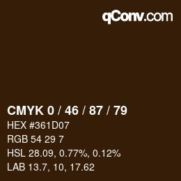 カラーコード: CMYK 0 / 46 / 87 / 79 | qconv.com