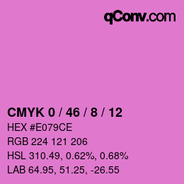 カラーコード: CMYK 0 / 46 / 8 / 12 | qconv.com