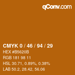 カラーコード: CMYK 0 / 46 / 94 / 29 | qconv.com