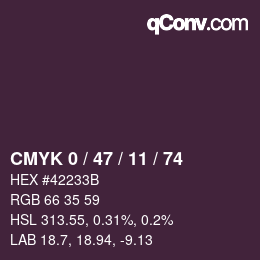 カラーコード: CMYK 0 / 47 / 11 / 74 | qconv.com