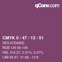 Color code: CMYK 0 / 47 / 13 / 51 | qconv.com