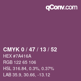 Color code: CMYK 0 / 47 / 13 / 52 | qconv.com