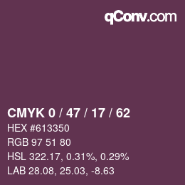 Color code: CMYK 0 / 47 / 17 / 62 | qconv.com