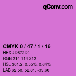 カラーコード: CMYK 0 / 47 / 1 / 16 | qconv.com