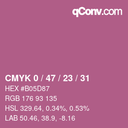 カラーコード: CMYK 0 / 47 / 23 / 31 | qconv.com