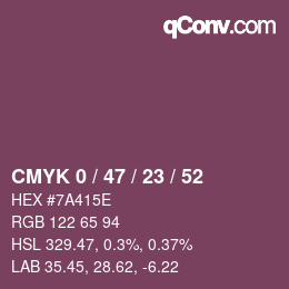 Color code: CMYK 0 / 47 / 23 / 52 | qconv.com